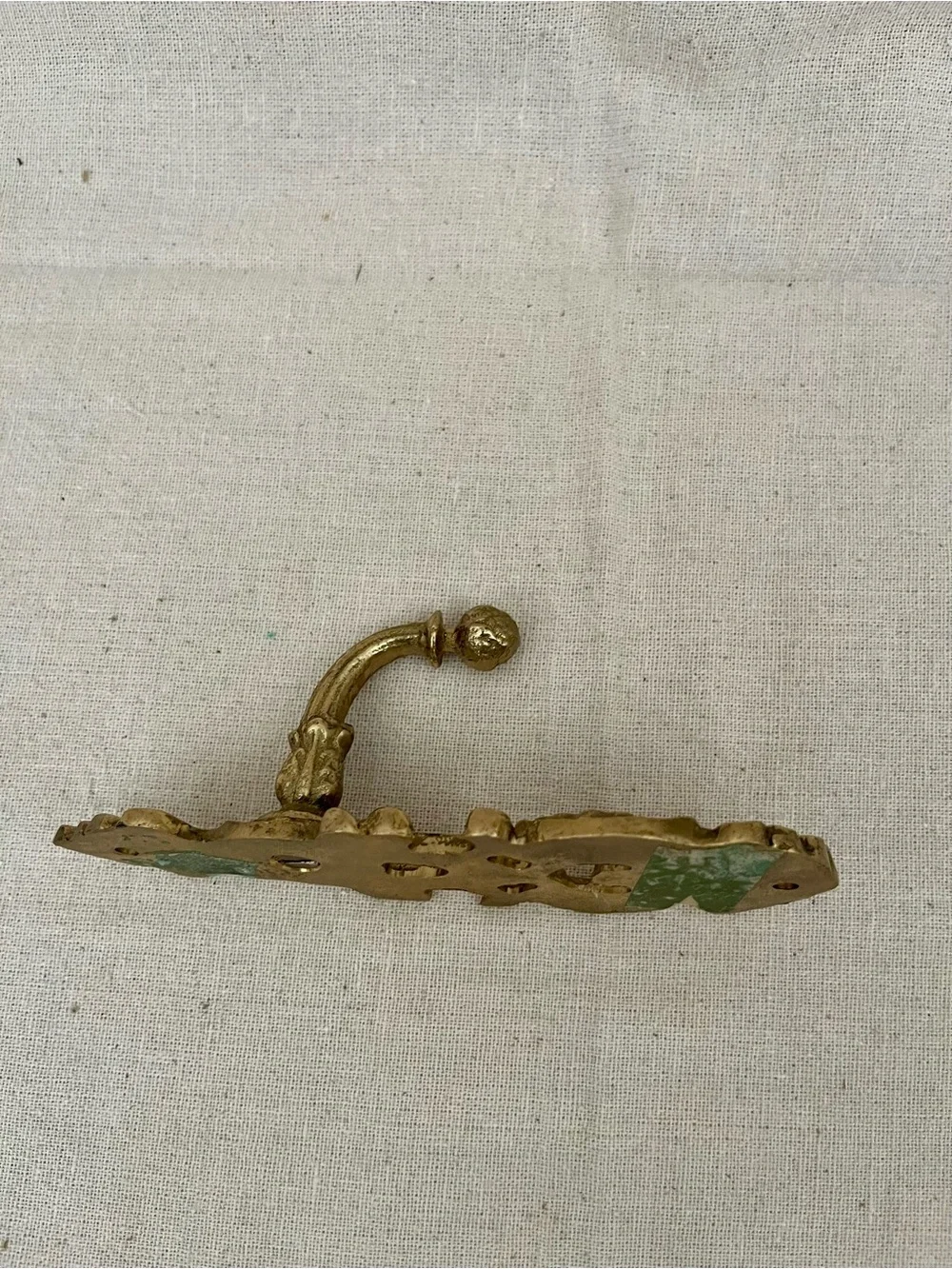 Vintage solid brass ornate wall hook, c1970s (Rococo/French Provincial style)